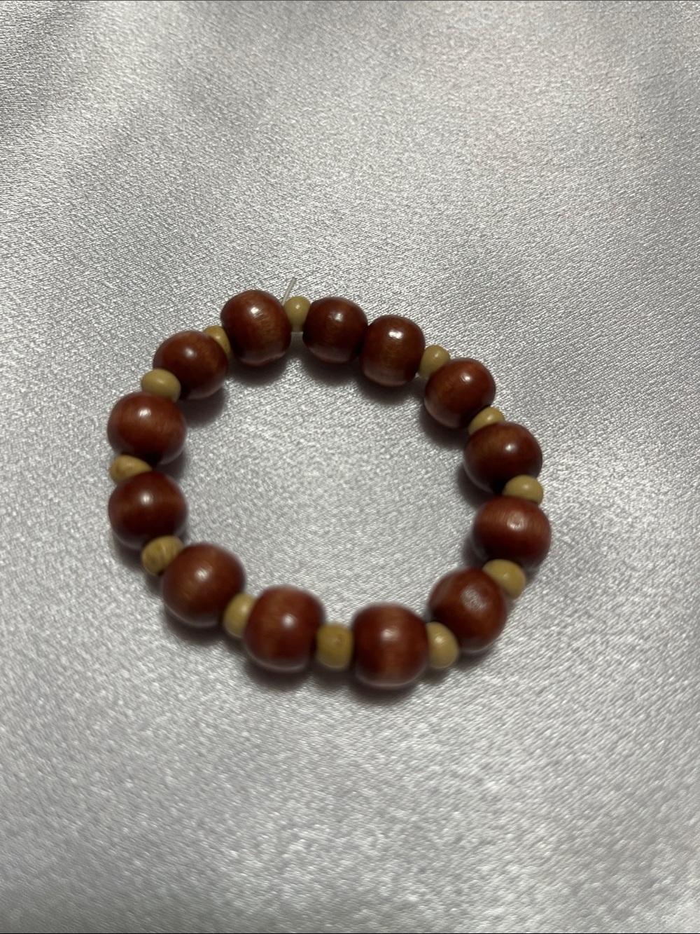 Handmade Brown Wooden Bead Stretch Bracelet